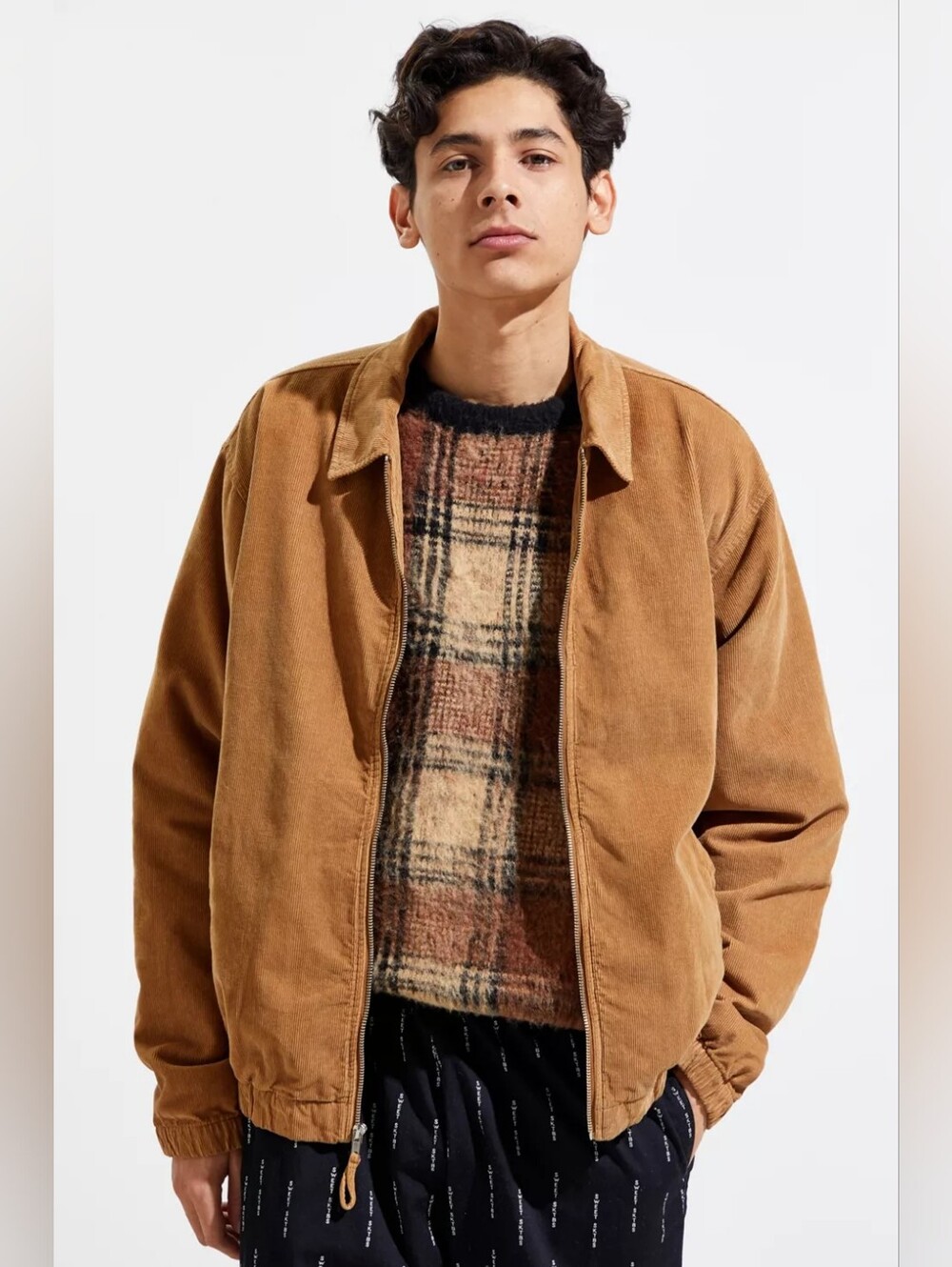 Men's Corduroy UO Harrington Jacket Zip Jacket - Brown/Tan